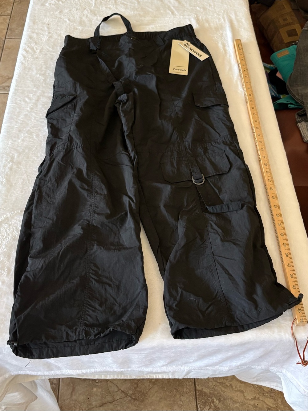 Women’s Black Cargo Parachute Pants - Classic Utility Style